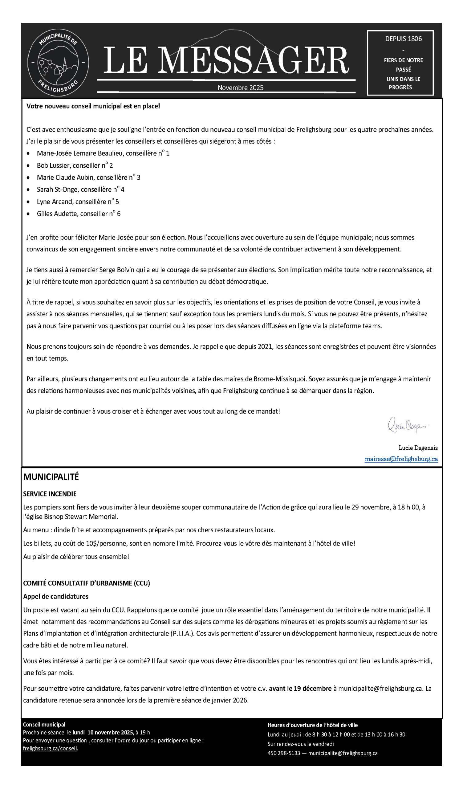 (Français) Actualité: Information sur Le Messager du mois de novembre