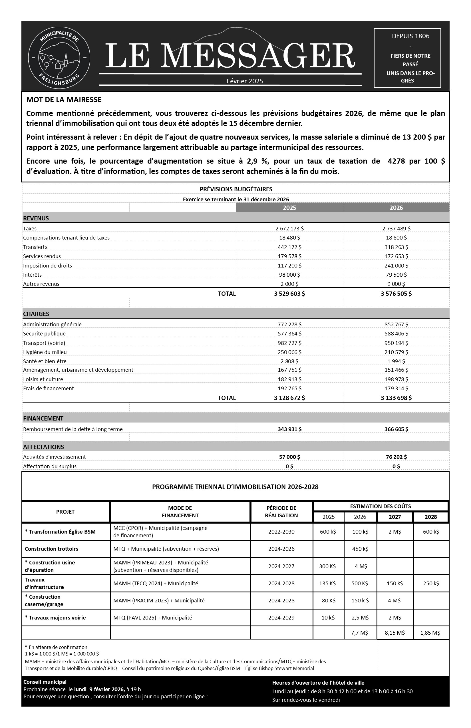 Le Messager du mois de février