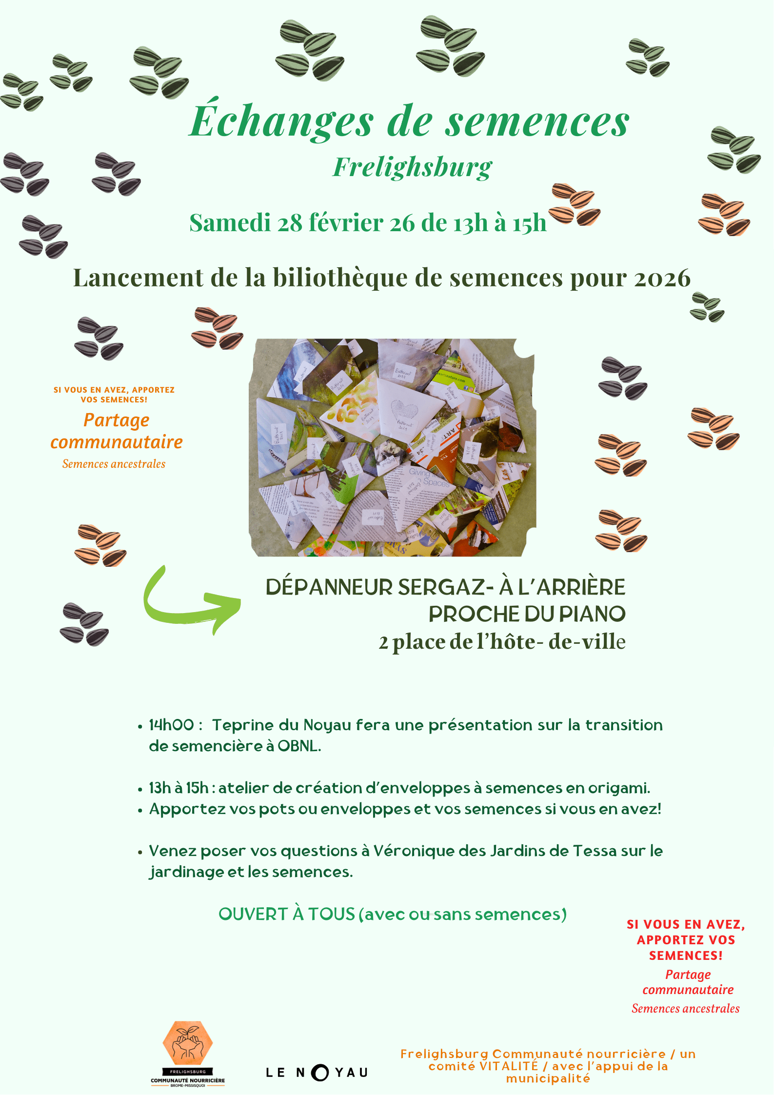 Invitation : Lancement de la biliothèque des semences pour 2026 -  samedi le 28 février